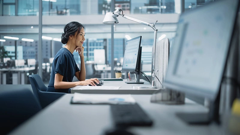 A woman returns to work while in recovery.