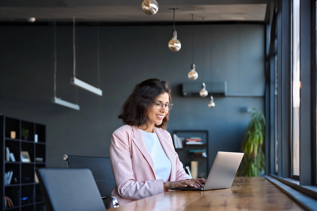 A woman balances work and recovery.