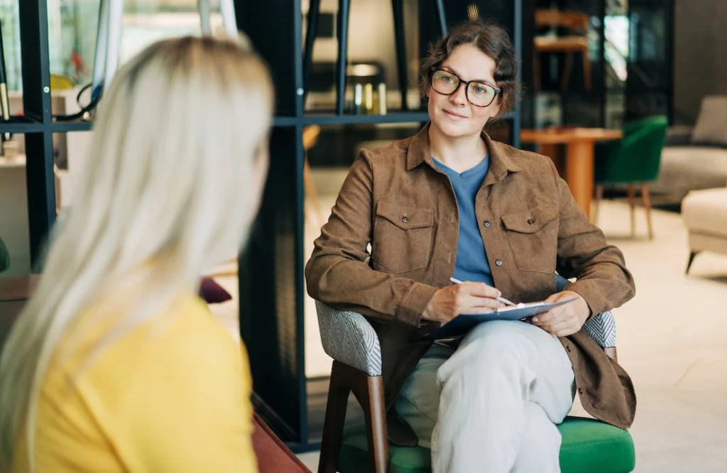 A person participates in inpatient therapy.